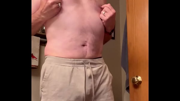 Daddy gets erect starting soft then gets hard pointing straight up 