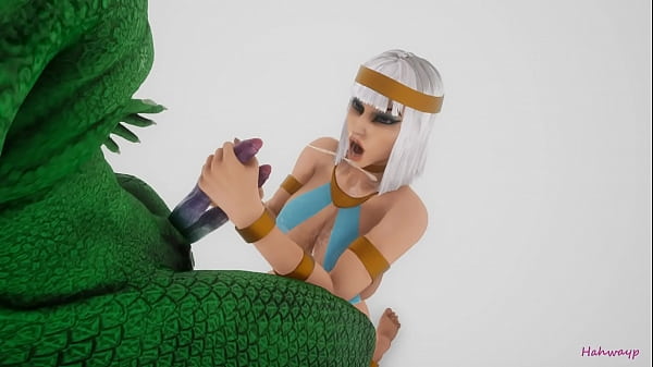 Reptile with two cocks breeds with_an Egyptian priestess of_love Furry monster 3D porn wild_life