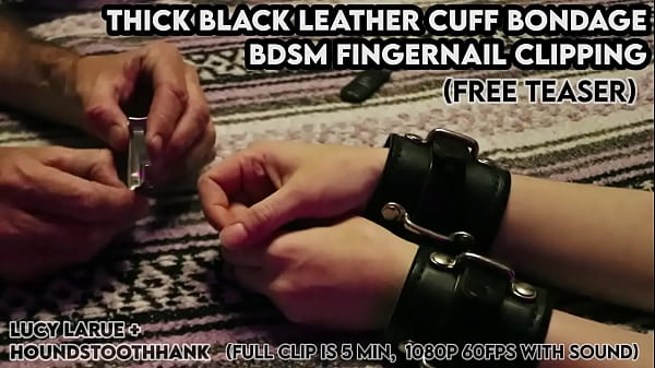 Thick Black Leather Cuff Bondage BDSM Fingernail Clipping 