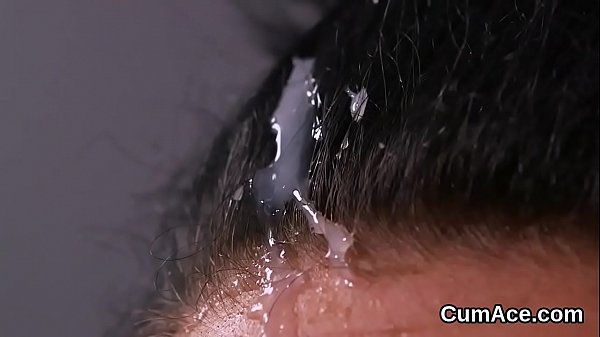 Unusual model gets cumshot on her face gulping all the cream