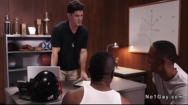 College jocks AJ Sloan and Jake Waters found jockstraps in coachs Devin Franco office and then they sucked his dick before fucked in threesome 