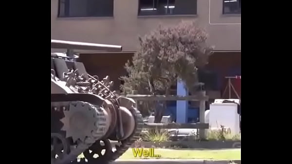 Guy smashes girl with tank