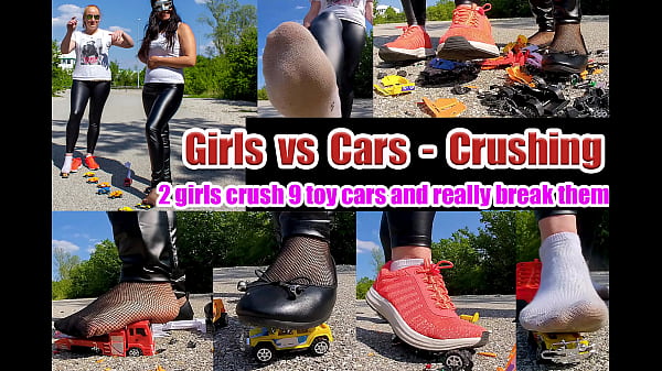 2 girls crushes crush 9 toycars and reallybreak them kicked trampled crushed smashed crushed broken plastic car they jumpjump crash the_cars destroyed kicked trampled crushed smashed crushed broken plastic car