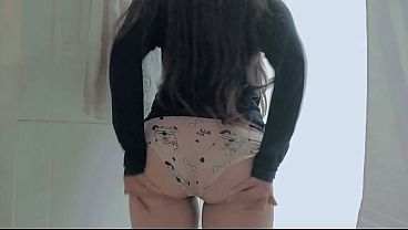 Shy student fairy bliss touching herself at the bathroom until getting her pussy dripping wet