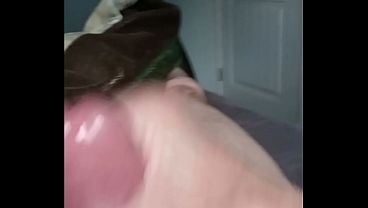 Close up blowing my load early one morning