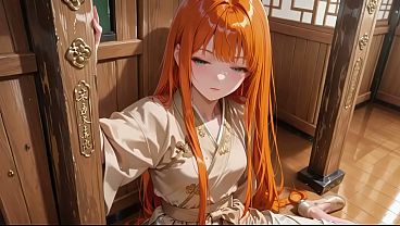 Nonton Ai Generated - Orange-haired Geisha Girl! Sun-drenched Japanese Wooden Room, She Kneels To Adjust Her Sash, A Lazy Glance That Makes You Wet Instantly. thumbnail