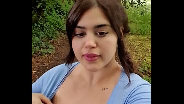 Exhibitionist MILF does public nudity - Invites stranger to touch her BIG BOOBS 