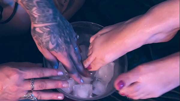 Sluts get hot when their feet are teased with ice 
