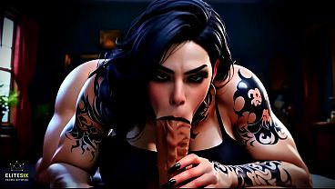 Black haired goth vixen fucked and sucking deep 100% ai generated 4k 