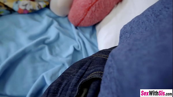 Teen plays her pussy with a big_dildo and then her stepbros_cock