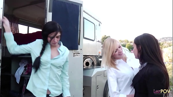 Two young lesbian couple got caught by another brunette kissing each other brunette joins them in a awesome passionate threesome having pussy eating clit licking fingering many times