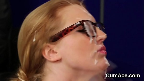 Naughty peach gets sperm_load on her_face eating all the load