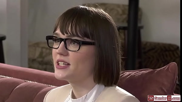 trans Claire Tenebrarum catches stepdad jerking off and asks him to do it together.He gives her a bj and barebacks the small tits shemale 