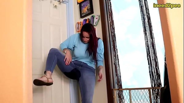 Bella Rossi Wetting Her Tight Jeans Outside Bathroom thumbnail