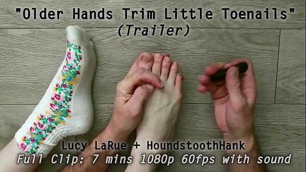 Older Hands Trim Little Toenails 