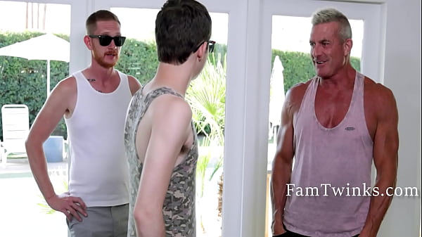 Stepdad Is The Bottom While Stepsons Fuck Him  