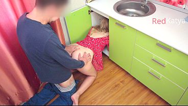 Hot Blonde MILF Katya Gets Stuck Under the Sink &ndash_ Horny Plumber Fills Her Tight Pussy