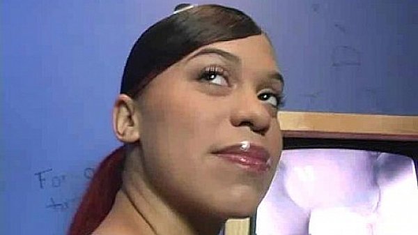 Ebony teen shows off her blowjob skills at gloryhole 14 