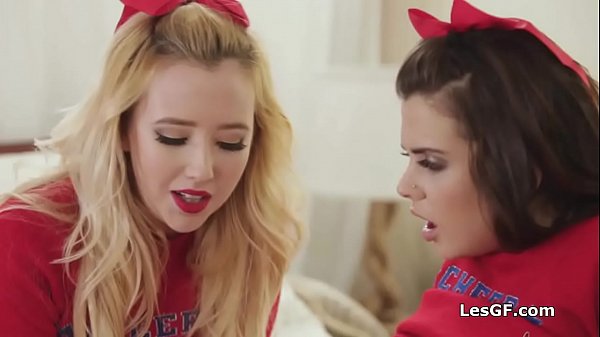 Hot cheerleaders scissoringafter practice