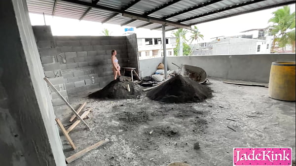 Street slut used and fucked on under construction site 