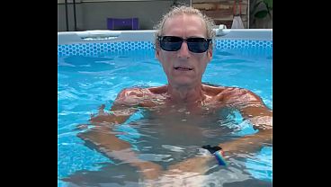 Just a little nude playing in the pool