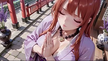 Ai- Red-haired Kimono Goddess! Kneeling Under The Sacred Torii Gate, She Adjusts Her Soaked Backless Outfit With A Shy Gaze. Watch As Liquid Drips Down Her Collarbone In This Intimate Shrine Fantasy. thumbnail