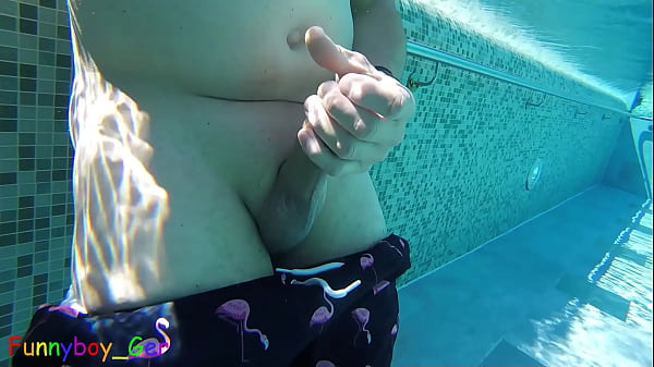 Play MP4 - Gay guy cheekily jerks off his fat cock in a public thermal pool&period; Hot underwater fun&period;