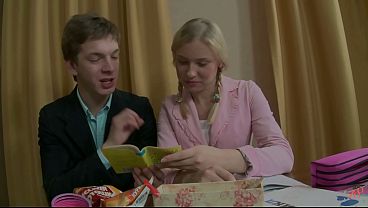 Blonde gets Bent Over the Sofa &amp_ Fucked Doggystyle