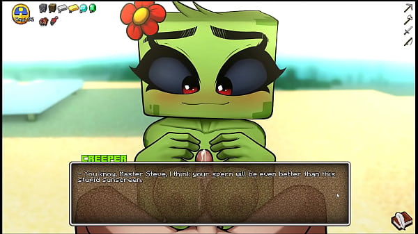 Play MP4 - HornyCraft &lbrack; Parody Hentai game PornPlay &rsqb; Ep&period;21 the creeper girl gave us a public titjob on the beach before we gave her a first pussy creampie