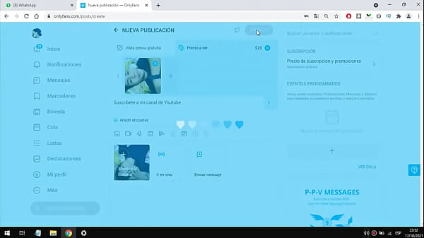 Curso #2 subiendo videos y fotos bloqueados con precio pagar para desbloquear contenido 