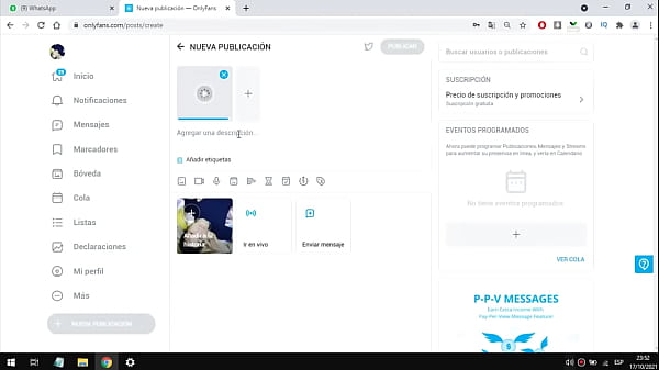 Curso #2 subiendo videos y fotos bloqueados con precio pagar para desbloquear contenido 