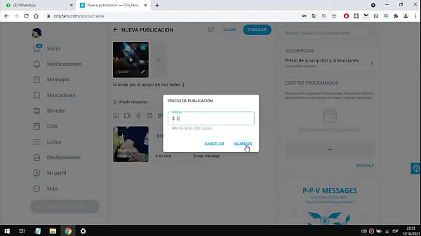 Curso #2 subiendo videos y fotos bloqueados con precio pagar para desbloquear contenido 