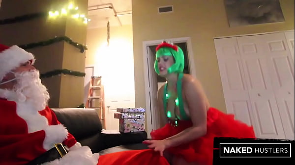 Horny big titty and big ass wife fucking santa for more presents 