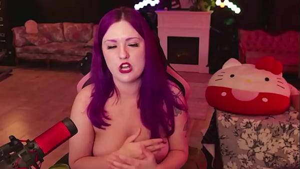 Purple haired slut dear fawn shows off her gorgeous tits while talking about sex 