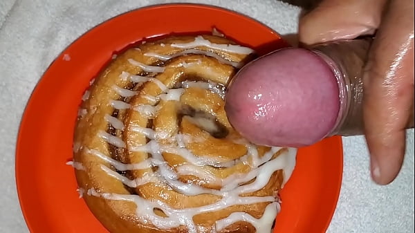 Cinnamon roll for a sweet sperm covered dessert. 