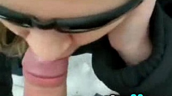 Winter blowjob with cum on tongue for another blonde camg8 