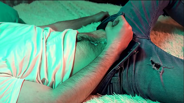 Play MP4 - a young hot guy watches porn on his phone and jerks off his small cock&period;