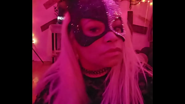 Sexy cat cleans and plays while wolf prowls 