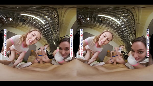 Naughty america three gorgeous girls approach guy at the gym and whip his dick out