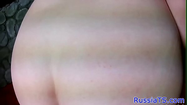Busty russian shemale wanking her hard dick 