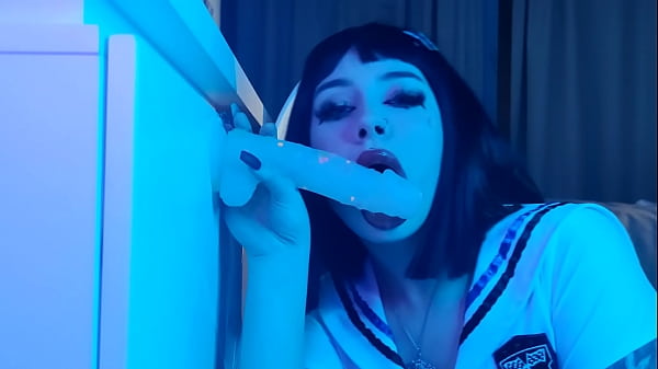 beauty in a student costume sweetly sucks a rubber dick_and fucks her pussy Peachgardens