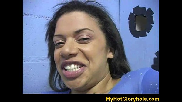 Black girl sucking their first whitecock inGloryhole