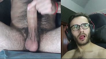 La reaccion! Gay Masturbando Gran pene de 20 centimetros, Gran Lechazo