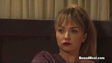 Sexy Lesbian Slaves Touching And Fingering With Naughty Voyeur Mistress thumbnail