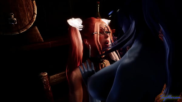 Female with Futa | Blue demon takes equine penis 