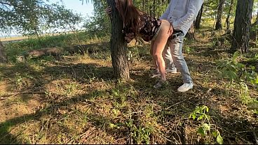 He fucked a busty MILF prostitute in the mouth in the wilderness.