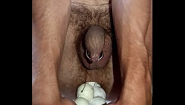 Anal beads and sounding brought a cute twink to male squirting.