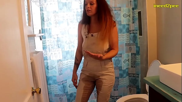 Brunette Can't Hold Her Pee While Near The Toilet And Wetting Herself thumbnail