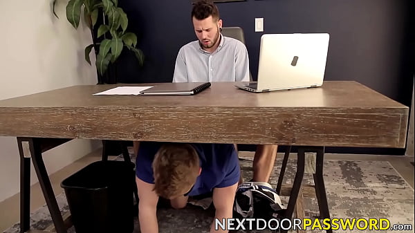 Threesome jock bareback sex party on the office table