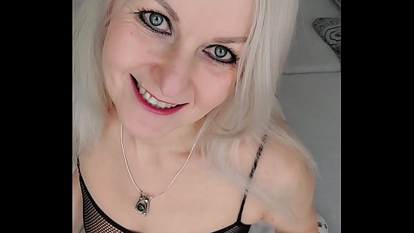 Horny blonde MILF solo with a big black cock dildo 